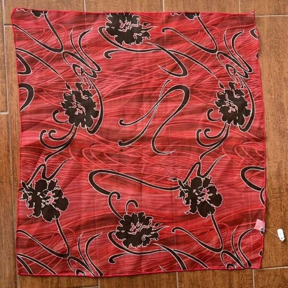 Red and Black Floral Scarf
